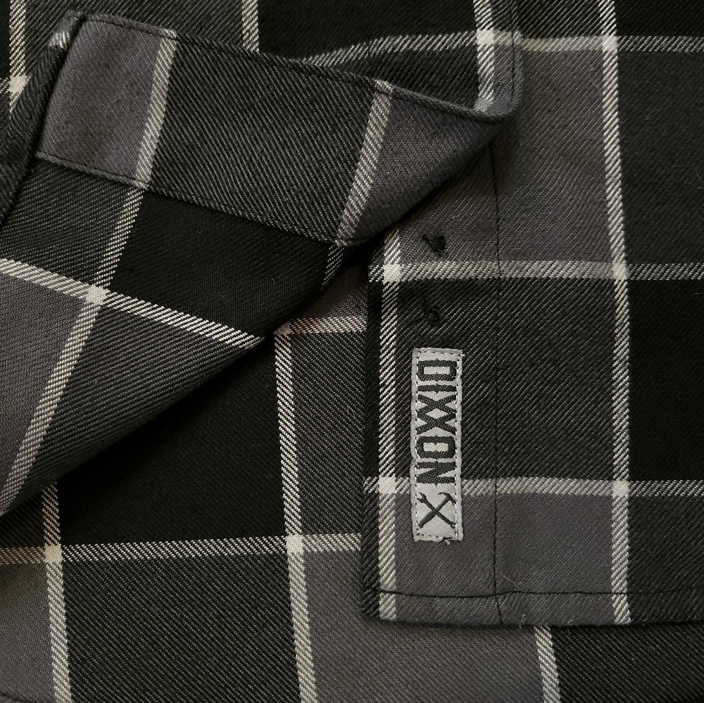 DIXXON Womens Flannel Button Down Shirt Size Small The Dark Horse Black Grey - Picture 3 of 8
